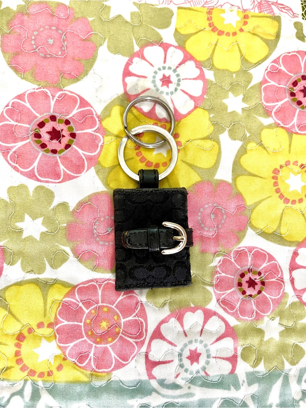 vintage coach black photo keychain